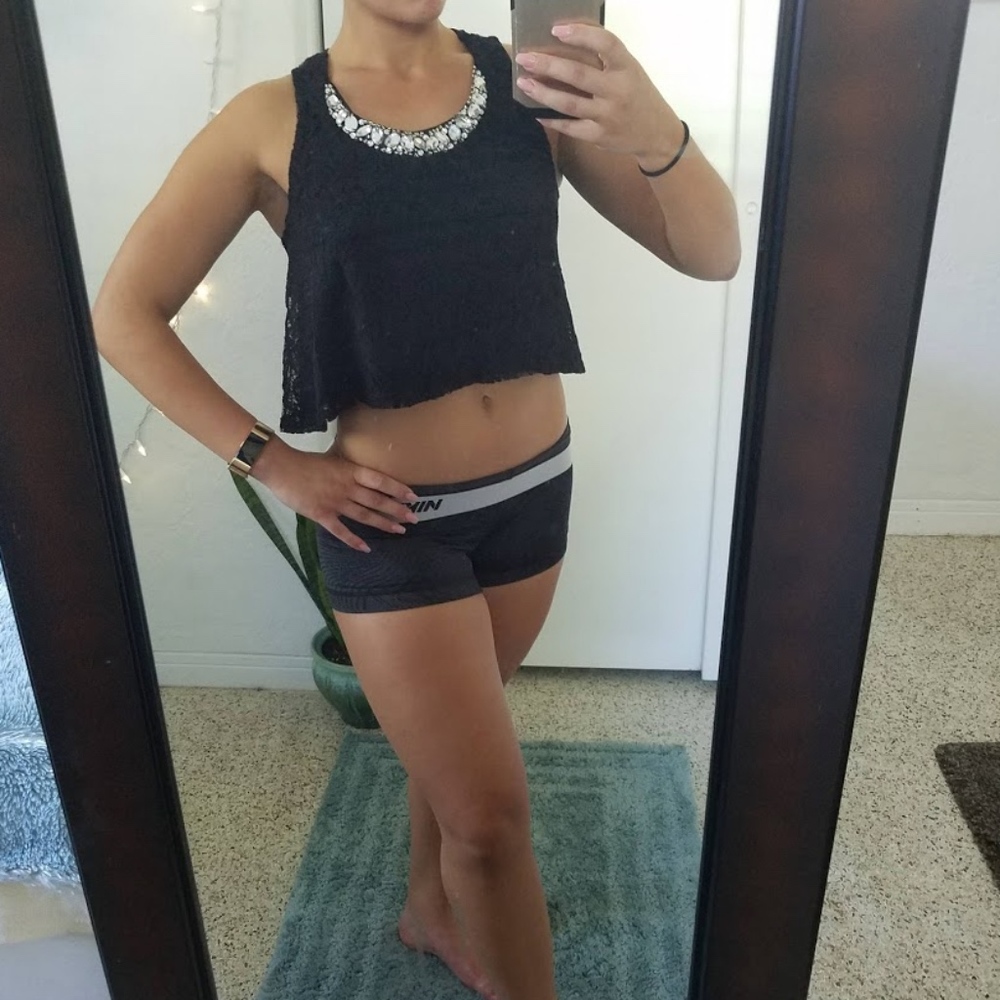 Black Lace Crop Top - Picture 1 of 5